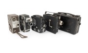 MOVIE CAMERAS: Diverse group of early-20th century models, comprising Bolex-Paillard C8L, Campro Cine Camera Projector, Cin&eacute;-Kodak Model B, Eumig C3, and Miller Cine Model CA. (5 items)