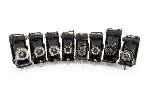 KODAK: Group of early-20th century folding cameras; height generally 19cm. (8 items)