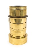 DALLMEYER: Mid-19th century brass Petzval lens with lens diameter of approx. 8cm, total length approx. 20.5cm, bearing engraving "J.H. Dallmeyer London - 3B Patent - No. 24168".