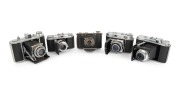 FOLDING CAMERAS: Circa 1950s group comprising Certo Dollina, Kodak Retina IIc, Tosei Optic Frank Six Model I, Voigtlander Perkeo I, and Voigtlander Vito II. (5 items)