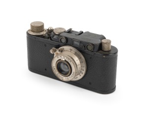 LEITZ: Black-body/nickel fittings Leica II (Mod. D) rangefinder camera [#81267], c. 1932, with Elmar 50mm f3.5 lens.