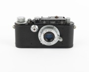LEITZ: Black-body Leica III (Mod. F) rangefinder camera [#97079], c. 1933, with Elmar 50mm f3.5 lens and Leica lens cap. - 2