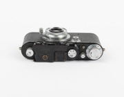 LEITZ: Black-body Leica III (Mod. F) rangefinder camera [#97079], c. 1933, with Elmar 50mm f3.5 lens and Leica lens cap. - 4