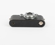 LEITZ: Black-body Leica III (Mod. F) rangefinder camera [#97079], c. 1933, with Elmar 50mm f3.5 lens and Leica lens cap. - 5
