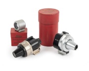 LEITZ: Group of viewfinder attachments, comprising SBOOI 5cm (in maker's box), Universal Viewfinder, and VIDOM (black/nickel; in maker's box). (3 items)