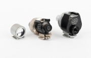 LEITZ: Group of viewfinder attachments, comprising SBOOI 5cm (in maker's box), Universal Viewfinder, and VIDOM (black/nickel; in maker's box). (3 items) - 2