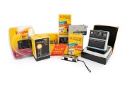 KODAK: Diverse group of Kodak photography products in original packaging, comprising EK6, Ektralite 10, Instamatic M2, Instamatic Movie Light, KB18 Autoflash, Pocket Instamatic 200 (2), and "The Winner". (8 items)