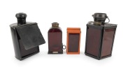 Group of four different antique darkroom safelights; manufacturers include H. Bishop & Sons, Ensign, and "Reliance". (4 items)