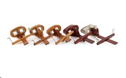 HANDHELD STEREOSCOPES: Circa 1900s group of five; length generally 33cm.