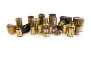 VARIOUS MANUFACTURERS: An accumulation of 20+ brass lens elements; mixture of camera and magic lantern-related pieces.
