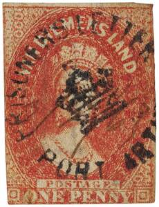 PRISONER'S LETTER PORT ARTHURA fine strike of the rare "PRISONER'S LETTER PORT ARTHUR [crown]" handstamp, with mss date "3/7/61" applied on a 1d vermilion stamp of Van Diemen's Land. Offered together with Tinsley's "Tasmania - Stamps and Postal History" [