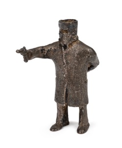 NED KELLY Australian sterling silver statuette, 20th century, stamped "925 M.H.S", 6.2cm high, 100 grams.