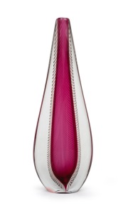 JULIO SANTOS Australian sommerso art glass vase, engraved "J. Santos, 1997", 27cm high.