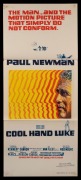 COOL HAND LUKE: Original 1967 Australian daybill poster (Robert Burton Pty. Ltd. Sydney), "Public Relations Committee/Students Representative Council/Royal Melbourne Institute of Technology" handstamp at lower right.