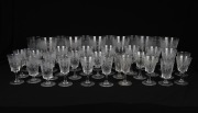 WEBB antique English etched crystal suite of stem ware including ale glasses (setting for six), 19th/20th century, (36 items), acid etched factory mark to the base, the largest 15cm high.