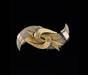 TIGER CLAW BROOCH: Yellow gold mount.  Provenance: Private collection Ballarat