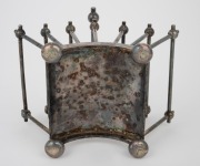 CHRISTOPHER DRESSER designed antique English silver plated toast rack made by HUCKIN & HEATH of Birmingham, circa 1881, stamped "H. & H." with pictorial mark and serial No. 2556. 12cm high, 15cm wide, 10.5cm deep. - 3
