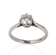 An impressive 18ct white gold and diamond solitaire engagement ring, mid 20th century, stamped "18ct", ​​​​​​​2.4 grams.