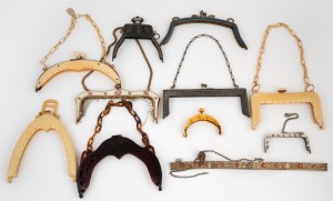 Eleven assorted antique and vintage evening bag tops, including celluloid, bakelite and sterling silver, early to mid 20th century.