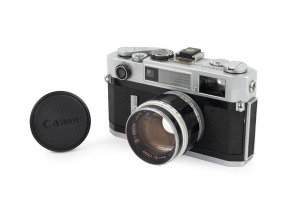 CANON: Canon 7s rangefinder camera [#122620], c. 1964, Canon 50mm f1.4 lens [#17777], Canon 48mm Skylight 1x lens filter, Canon lens cap.