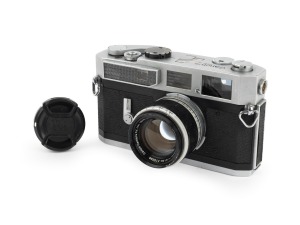 CANON: Canon Model 7 rangefinder camera [#867571], c. 1961, Canon 50mm f1.8 lens [#310296] with cap.