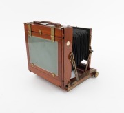 THORNTON-PICKARD: "Imperial" triple-extension view camera, plate dimensions 12 x 16.5cm, Thornton-Pickard Beck Symmetrical brass lens with leather cap, Thornton-Pickard roller-blind shutter. - 2