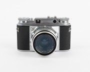 VOIGTL&Auml;NDER: Prominent rangefinder camera [#B 61335], c. 1953, with Skoparon 35mm f3.5 lens, Synchro-Compur shutter, and Voigtlander UV 49s AR 317/49 lens filter. - 2
