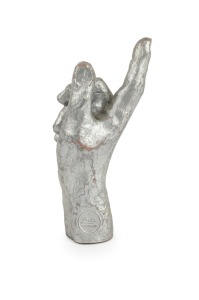 LEITZ: Rare hand statuette display stand for Leica CL camera, c. 1973, with "Leitz Wetzlar" in raised lettering on the wrist and "Eigentum der Ernst Leitz GMBH Wetzlar Made in W Germany" likewise on base.