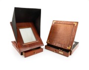 Two c. 1890s photographer's retouching desks, one with "T.S. Bruce, Hampstead, London" inlay; the larger approx. 9 x 36 x 35.5cm (when closed).