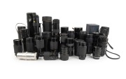 LENSES: Diverse 1970s-90s group, mostly issued by minor Japanese manufacturers such Komura, Paragon, Sigma, Soligor, and Sun; most in cases. (19 items)
