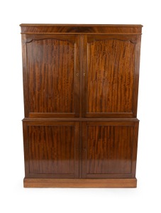 A good quality vintage mahogany four door coin collector's cabinet fitted with numerous coin slides and shelved storage, late 20th century, 138cm high, 98cm wide, 49cm deep.