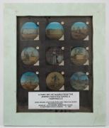 RELIGIOUS THEMES: A collection of 53 hand-illustrated glass slides for magic lantern; arranged across five different frames with glass backing, the largest 58 x 42cm overall. - 2