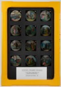 RELIGIOUS THEMES: A collection of 53 hand-illustrated glass slides for magic lantern; arranged across five different frames with glass backing, the largest 58 x 42cm overall. - 4
