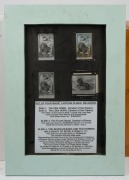 Five framed displays incorporating 20 glass slides for magic lantern, all with glass backing; mostly religious content; the largest 45 x 32cm overall. - 3