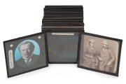 NOTABLE PERSONAGES: A collection of 83 x 83mm glass slides for magic lantern, mostly portraits, including of note a young King Edward VII & Queen Alexandra, Lord Kitchener, Lord Derby, General Joseph Joffre, General John Pershing, and many others. (30+ it