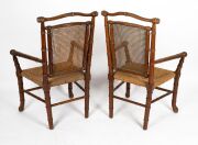 A pair of antique English beech armchairs in the Japanese style, 19th/20th century, ​​​​​​​103cm high, 67cm across the arms. - 2