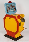 "What the Butler Saw 1d." cast-iron tabletop mutoscope by the International Mutoscopes Syndicate London, c. 1920s; reel and key present, operates manually with One Penny coin, overall height 88cm. - 4