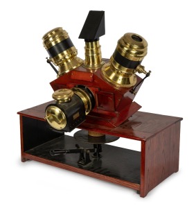 Epidiascope by Radiguet & Massiot Paris, c. 1900s, polished timber and brass; height 80cm.