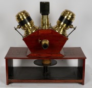 Epidiascope by Radiguet & Massiot Paris, c. 1900s, polished timber and brass; height 80cm. - 3