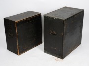 BIUNIAL MAGIC LANTERN: Large c. 1880s mahogany and brass example with impressive quadruple-extension lens barrels, tin chimney element, limelight burner apparatus, four side-opening doors with red or blue peepholes, together with two condenser lenses and - 10