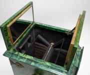 Late-19th century tabletop dual stereoscope, simulated malachite marbling, hand-operated slide magazine; dimensions approx. 53 x 27 x 27.5cm. - 2