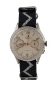 HERMES French automatic chronograph wristwatch with rose gold hands, Arabic and baton numerals in stainless steel case, 40mm wide including crown.