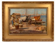 FREDERICK WILLIAM JACKSON (1859-1918), Packing Onions For Venetian Market, oil on canvas, signed lower right "Fred W. Jackson", 39 x 58cm, 62 x 80cm overall.