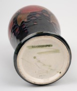 MOORCROFT "Pomegranate" English pottery vase on blue ground, impressed "Moorcroft, Made In England" with green signature mark, 18.5cm high. - 3