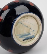MOORCROFT "Pomegranate" English pottery vase on blue ground, impressed "Moorcroft, Made In England" with blue signature mark, 20cm high. - 3
