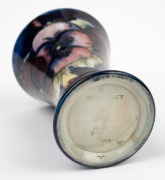 MOORCROFT "Pansy" English pottery miniature spill vase on blue ground, impressed "Moorcroft, Made In England", 9cm high. - 3