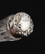 An antique sterling silver and cut crystal scent bottle, 19th century, ​​​​​​​10cm long. - 2