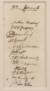 AUSTRALIA IN ENGLAND 1926: An official Bolland team photograph, mounted together with single sheet featuring the original pen autographs of thirteen members of the touring party, including Collins, Mailey, Gregory, Richardson, Oldfield, Woodfull, and Pons - 2