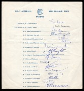 Official team sheet headed "MCC Australia New Zealand Tour 1962-63", fully signed by the English tourists, including captain Ted Dexter, vice-captain Colin Cowdrey, also Barrington, Graveney, Illingworth, and Trueman, together with an ACB letterhead signe - 3