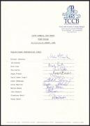 December 1981 Queensland Cricket Association Team Sheet signed by Queensland (12 players, incl. Dymock, Hohns, Ritchie, Lillie) and the West Indies (9 players, including Holding, Marshall, Garner, Lloyd); August 1980 England Team for Fifth Test Match (10 - 3